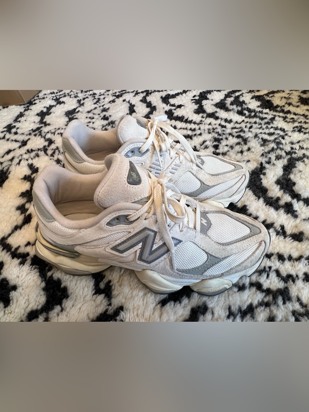 New Balance White and Gray Men’s Mesh Suede Sneakers
